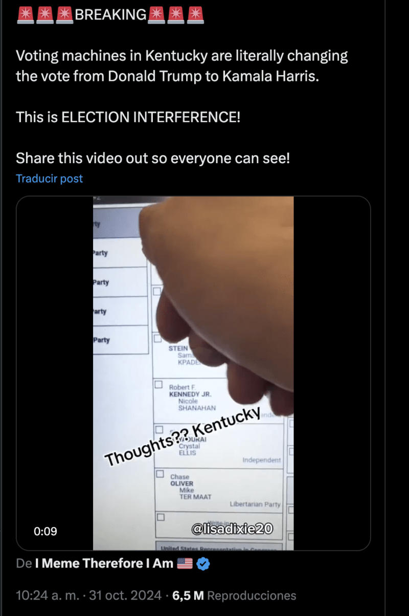 Supuesto error en las máquinas de votación